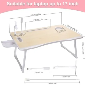 Foldable Laptop Bed Table - USB Charge & Durable Design
