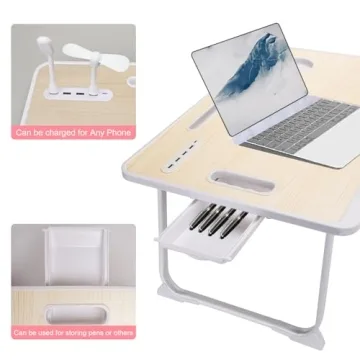 Foldable Laptop Bed Table - USB Charge & Durable Design