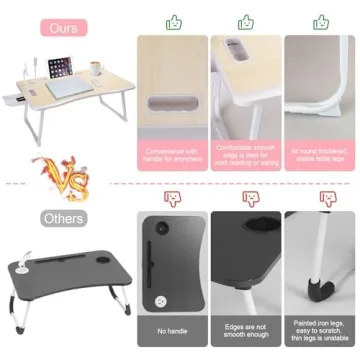 Foldable Laptop Bed Table - USB Charge & Durable Design