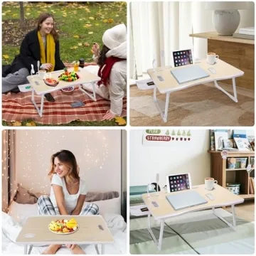 Foldable Laptop Bed Table - USB Charge & Durable Design