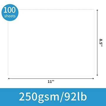 YINUOYOUJIA 100 Sheets White Cardstock 8.5 x 11" Thick Paper, 250gsm/92lb Construction Paper for Cra...