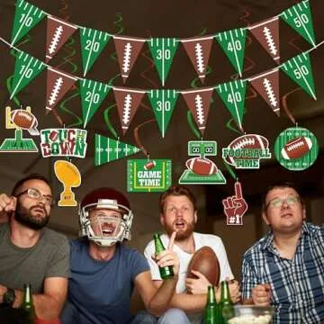 Football Party Decorations Set with Pennant Banners and Swirls