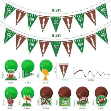 Football Party Decorations, Football Birthday Party Supplies Set Include 2 Pennant Banners & 9 Football Theme Hanging Swirls - NO DIY - Superbowl Party Decorations Game Day Tailgate Party Supplies