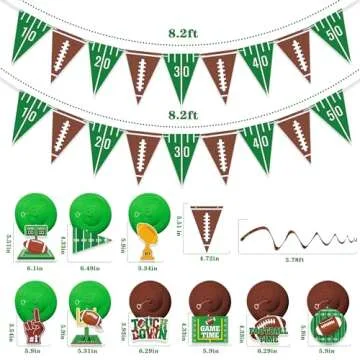 Football Party Decorations Set with Pennant Banners and Swirls