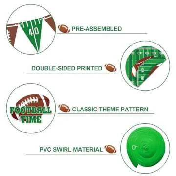 Football Party Decorations Set with Pennant Banners and Swirls