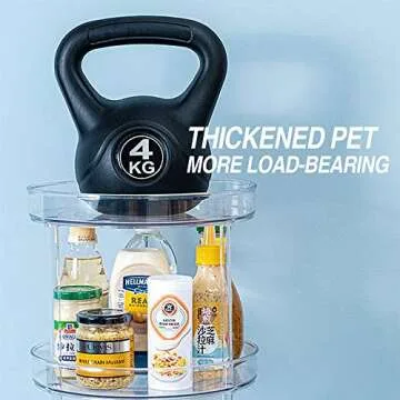 Lazy Susan Turnable Cabinet Organizer, Multifunctional 2 Tier 360 Rotating Clear Cabinet Organizer Large Spinning Spice Containers Cosmetic Can Organizers for Kitchen Pantry Bathroom