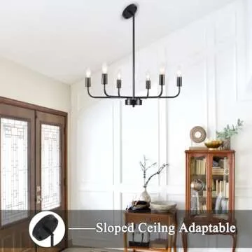 KOOFREDDO Black Chandelier | Modern 6-Light Farmhouse Design