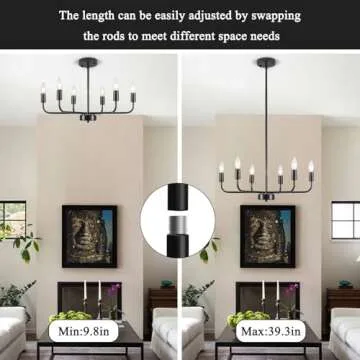 KOOFREDDO Black Chandelier | Modern 6-Light Farmhouse Design