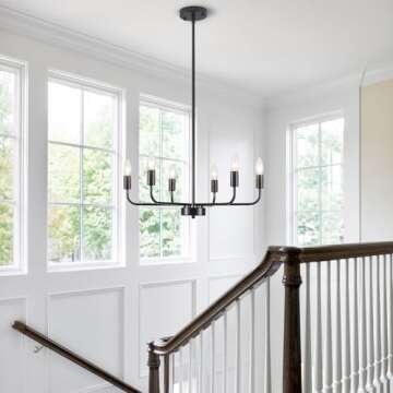 KOOFREDDO Black Chandelier | Modern 6-Light Farmhouse Design