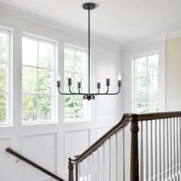 KOOFREDDO Black Chandelier | Modern 6-Light Farmhouse Design