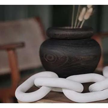 White Oak Village - Black Paulownia Wooden Vase, Rustic Home Decor, Modern Farmhouse, Vintage, Shelf Décor, Coffee Table Décor, Bookshelf, Wood Vase for Decor, Mantle, Entryway, Centerpiece