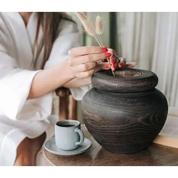 White Oak Village - Black Paulownia Wooden Vase, Rustic Home Decor, Modern Farmhouse, Vintage, Shelf Décor, Coffee Table Décor, Bookshelf, Wood Vase for Decor, Mantle, Entryway, Centerpiece