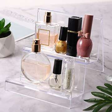 DOITOOL Clear Acrylic Purse Display Stand Holder Wallet Stand 2 Tier Handbag Purse Display Stand Gla...