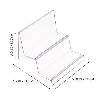 DOITOOL Clear Acrylic Purse Display Stand Holder Wallet Stand 2 Tier Handbag Purse Display Stand Glasses Holder Jewelry Display Riser Shelf for Home Decoration and Organizer