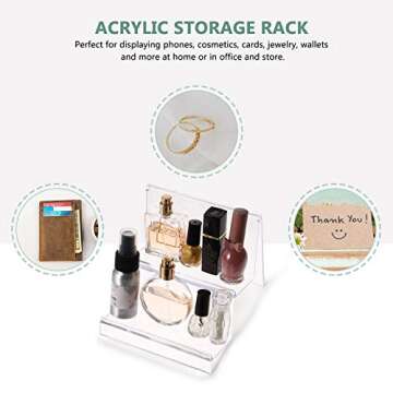 DOITOOL Clear Acrylic Purse Display Stand Holder Wallet Stand 2 Tier Handbag Purse Display Stand Glasses Holder Jewelry Display Riser Shelf for Home Decoration and Organizer