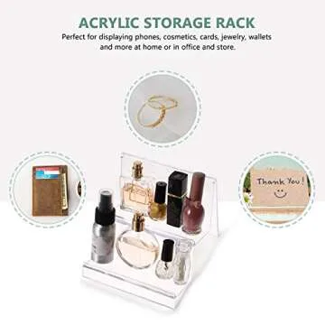 DOITOOL Clear Acrylic Purse Display Stand Holder Wallet Stand 2 Tier Handbag Purse Display Stand Glasses Holder Jewelry Display Riser Shelf for Home Decoration and Organizer