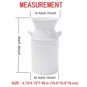 Watering Honey Elegant White 7.5 inch Small French Style Country Rustic Primitive Jug Vase Galvanize...