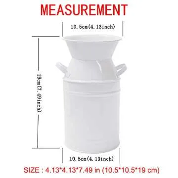 Watering Honey Elegant White 7.5 inch Small French Style Country Rustic Primitive Jug Vase Galvanize...