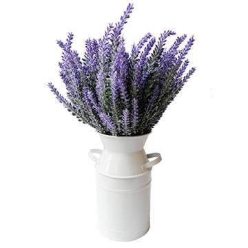 Watering Honey Elegant White 7.5 inch Small French Style Country Rustic Primitive Jug Vase Galvanized Milk Can for Home Office Decor