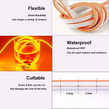 YM E-Bright Orange Neon Strip Lights for Versatile Decor