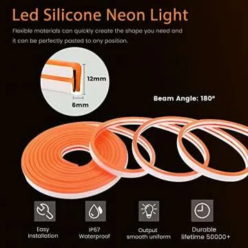 YM E-Bright Orange Neon Strip Lights for Versatile Decor