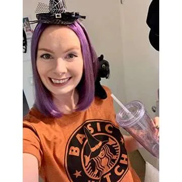 Anbech Women Soft Halloween Witch Print T-shirt - Casual Style