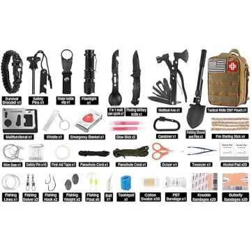 142Pcs Survival Kit & First Aid Gear - Perfect for Outdoors