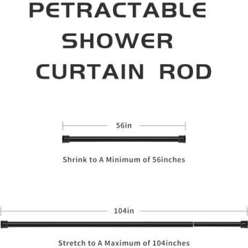 Ginbel Direct Shower Curtain Rod 56-104 Inch, 1"Diameter Spring Long Adjustable Tension Curtain Rods...