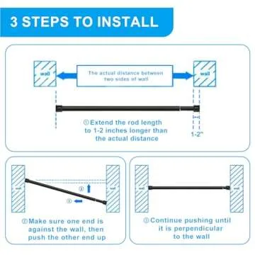Ginbel Direct Adjustable Tension Curtain Rod 56-104 Inch