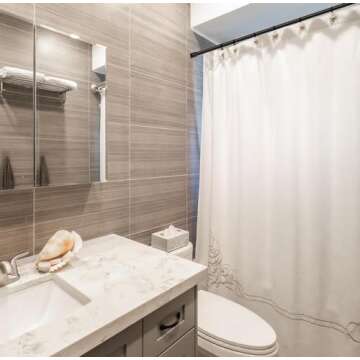 Ginbel Direct Shower Curtain Rod 56-104 Inch, 1"Diameter Spring Long Adjustable Tension Curtain Rods for Bathroom Windows Closet No Drilling No Rust, Black