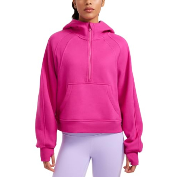 CRZ YOGA Womens Fleece Lined Half Zip Hoodies Pullover Oversized Long Sleeve Casual Workout Sweatshi...
