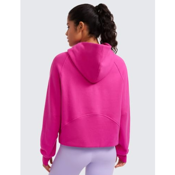 CRZ YOGA Womens Fleece Lined Half Zip Hoodies Pullover Oversized Long Sleeve Casual Workout Sweatshirts with Thumb Holes Hibiscus Purple X-Large