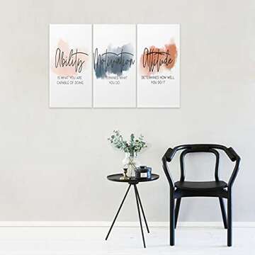 3 Piece Inspirational Canvas Wall Art, Quotes Motivational Mindset Print Pictures for Office Wall De...