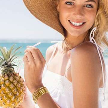 Alphatool Glitter Jelly Bangles Bracelets for Women - Soft Silicone Glitter Filled Bracelet, Bowknot Sparkling Fashion Bangles for Ladies, Girls Lightweight Cute (5 Pack, Gold)