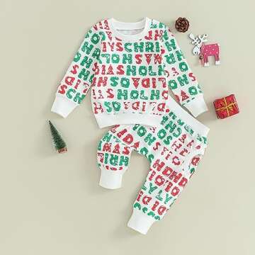 Sprifallbaby Newborn Infant Baby Boy Christmas Outfit Letter Long Sleeve Sweatshirts Tops Toddler Bo...
