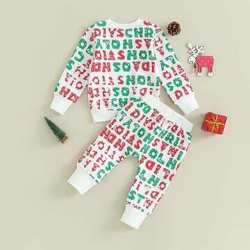 Sprifallbaby Newborn Infant Baby Boy Christmas Outfit Letter Long Sleeve Sweatshirts Tops Toddler Boys Pants Set Winter Clothes