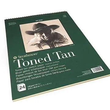 Strathmore 400 Series Sketch Pad, Toned Tan, 11x14 inch, 24 Sheets - Artist Sketchbook for Drawing, Illustration, Art Class Students