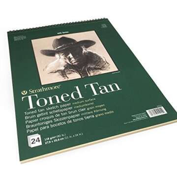 Strathmore 400 Series Sketch Pad, Toned Tan, 11x14 inch, 24 Sheets - Artist Sketchbook for Drawing, Illustration, Art Class Students