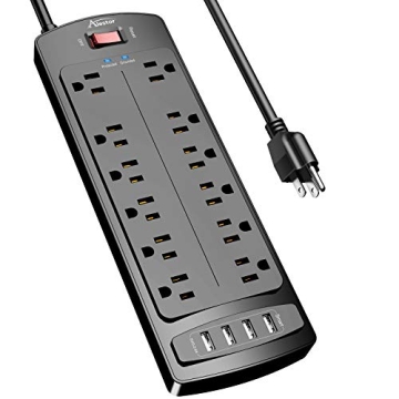 Surge Protector Power Strip with 12 Outlets & 4 USB Ports