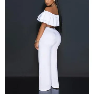 REASERAL Women's Stylish Summer Off-Shoulder Ruffle Outfit