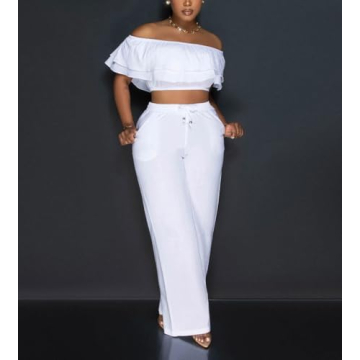 REASERAL Women's Stylish Summer Off-Shoulder Ruffle Outfit