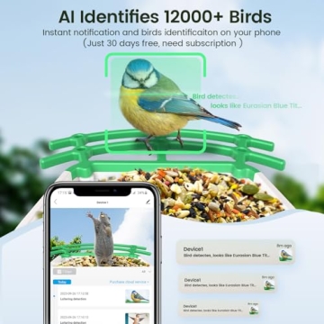 Smart Bird Feeder & Camera, 2K Video, AI Bird Recognition