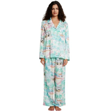 YiNi LuLu Women's Silk Satin Pajamas Set for Ladies
