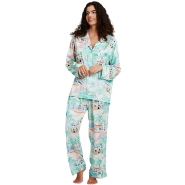 YiNi LuLu Women's Silk Satin Pajamas Set for Ladies