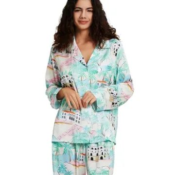 YiNi LuLu Women's Silk Satin Pajamas Set for Ladies