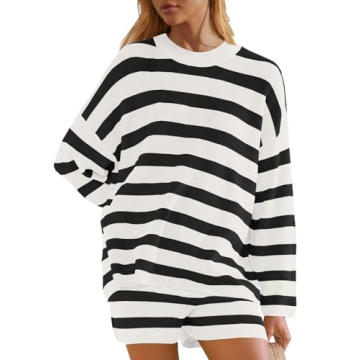 Panadila Womens Striped Lounge Set Matching Pajamas