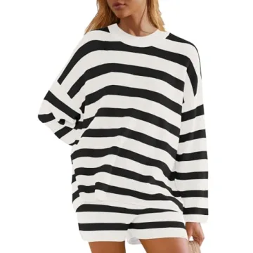 Panadila Womens Striped Lounge Set Matching Pajamas