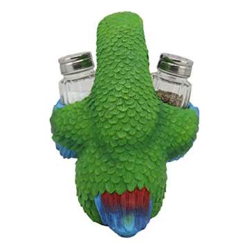 Ebros Tropical Rainforest Rio Green Military Macaw Parrot Bird Salt And Pepper Shakers Holder Figurine Set 6.75"H Nautical Table Decore or Decorations For Spice Racks Holders Organizers Home & Kitchen