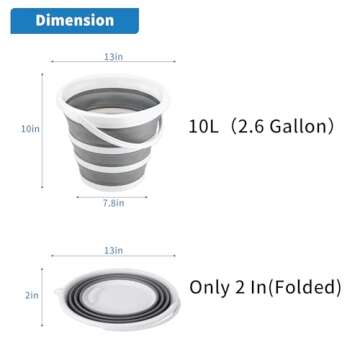 Craftend Collapsible Bucket 10L 2.6 Gallon Cleaning Bucket Mop Bucket Folding Foldable Portable Smal...