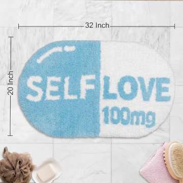Sulat Cute Bath Mat, Get Naked Bath Mat, Preppy Aesthetic Nonslip Bathroom Decor, Funny Blue Bathroom Rug, Absorbent, Machine Washable Bathroom Rugs, Apartment Essential Decor.